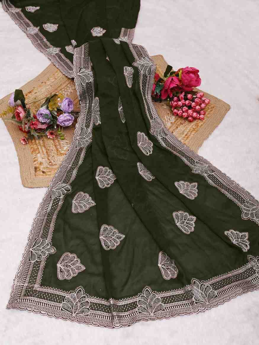 Shree design georgette saree with embroidery and real mirror work festive wear