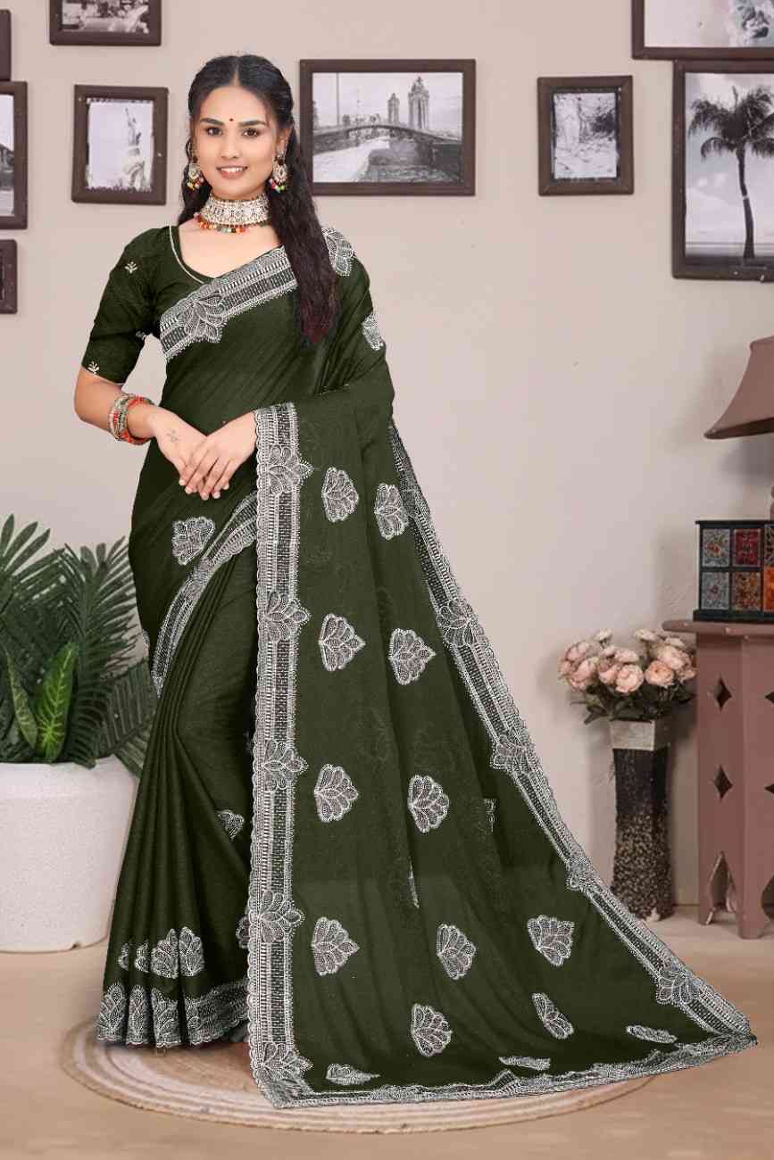 Shree design georgette saree with embroidery and real mirror work festive wear