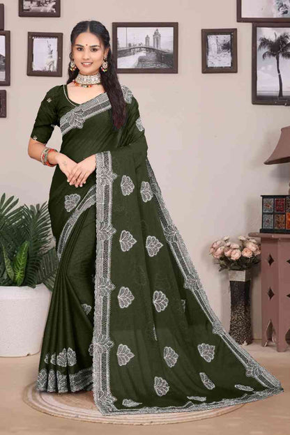 Shree design georgette saree with embroidery and real mirror work festive wear