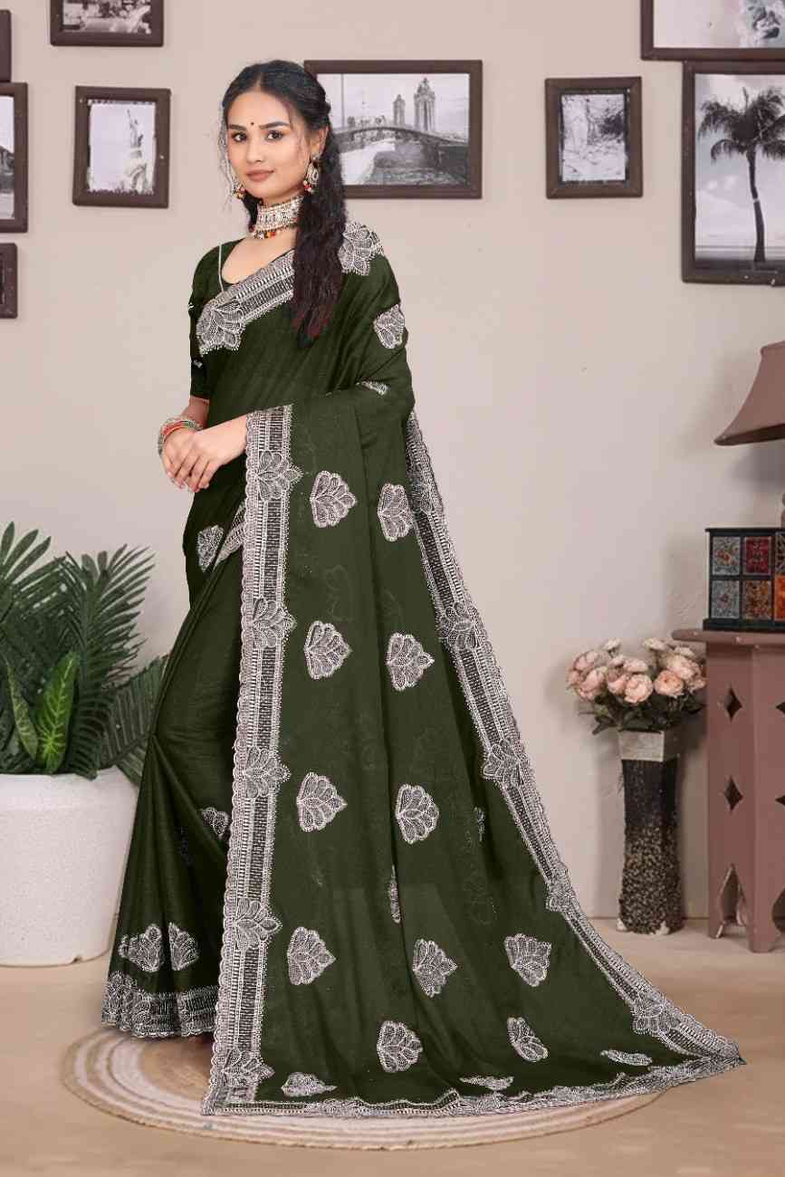 Shree design georgette saree with embroidery and real mirror work festive wear