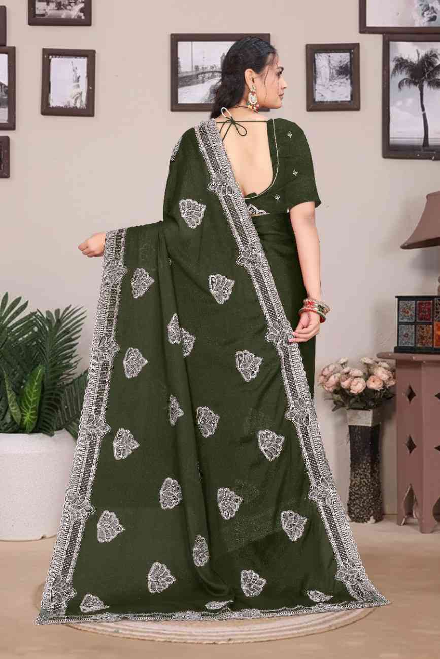 Shree design georgette saree with embroidery and real mirror work festive wear