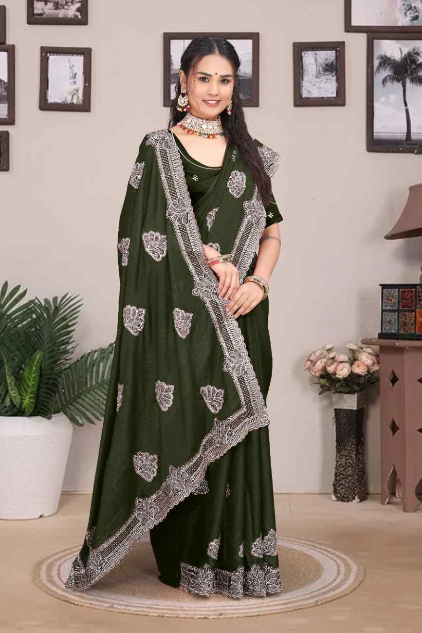 Shree design georgette saree with embroidery and real mirror work festive wear