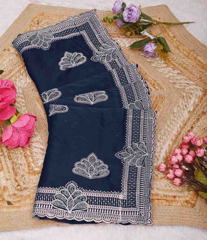 Shree design georgette saree with embroidery and real mirror work festive wear