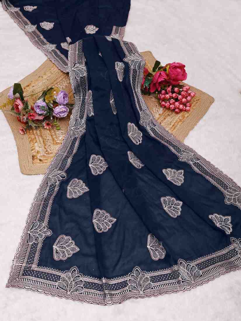 Shree design georgette saree with embroidery and real mirror work festive wear