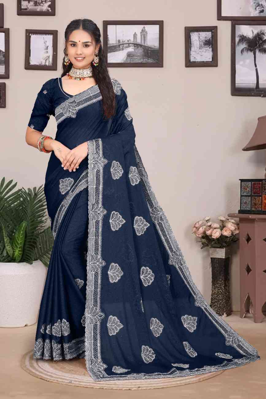 Shree design georgette saree with embroidery and real mirror work festive wear
