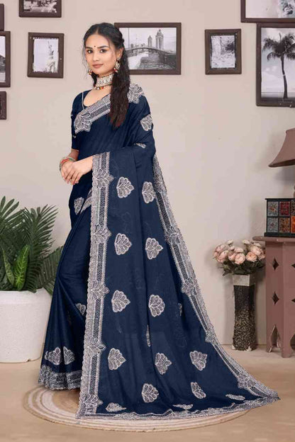 Shree design georgette saree with embroidery and real mirror work festive wear