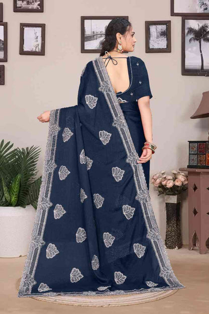 Shree design georgette saree with embroidery and real mirror work festive wear