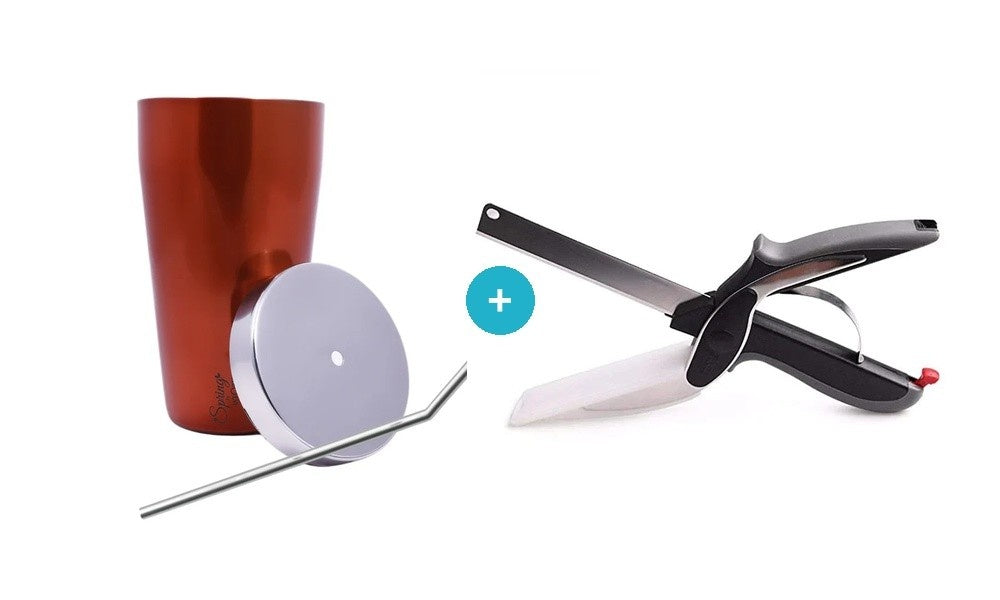 Stainless Steel Tumbler 650ml + Clever Cutter Knife Combo – Kitchen & Drink Set - indiya Se