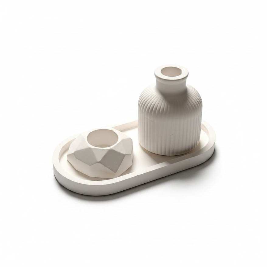 Trinket Tray + Heart Candle Holder + Vase | Minimalist Ceramic Home Decor Set