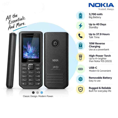 Nokia 300 Charge dual SIM mobile with power bank and 4-in-1 cable