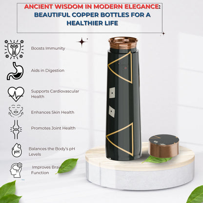 Pure Copper Elegant 1000 ml Premium Coated Water Bottles (Black, 1000 Ml)
