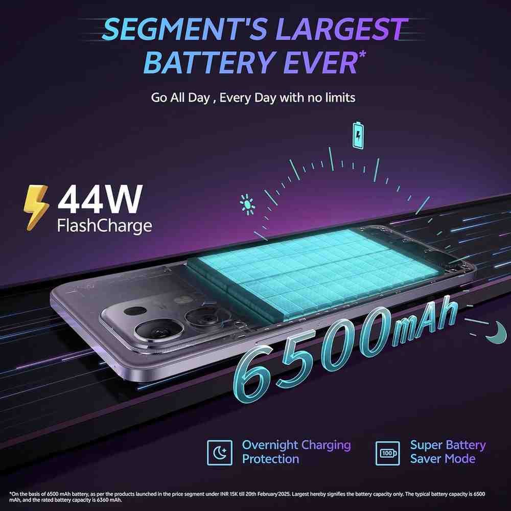 Vivo T4x 5G Pronto Purple smartphone front display view