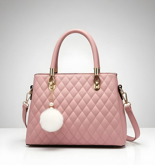 Pink quilted handbag 