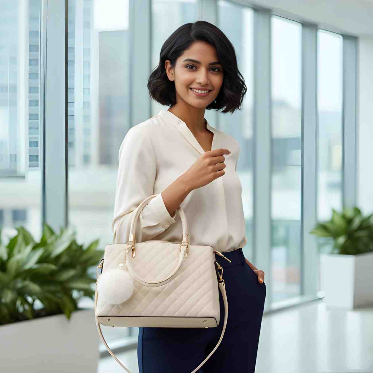 Women's Multi-Compartment PU Leather Handbag