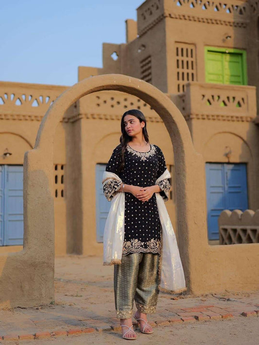 Velvet Kurti Pant Set