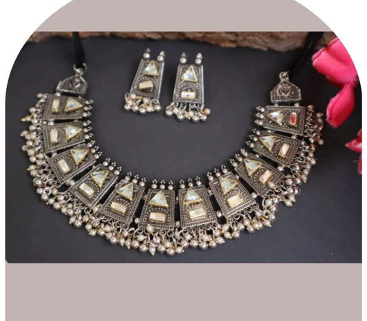 Oxidized German Silver Necklace for Women and Girls