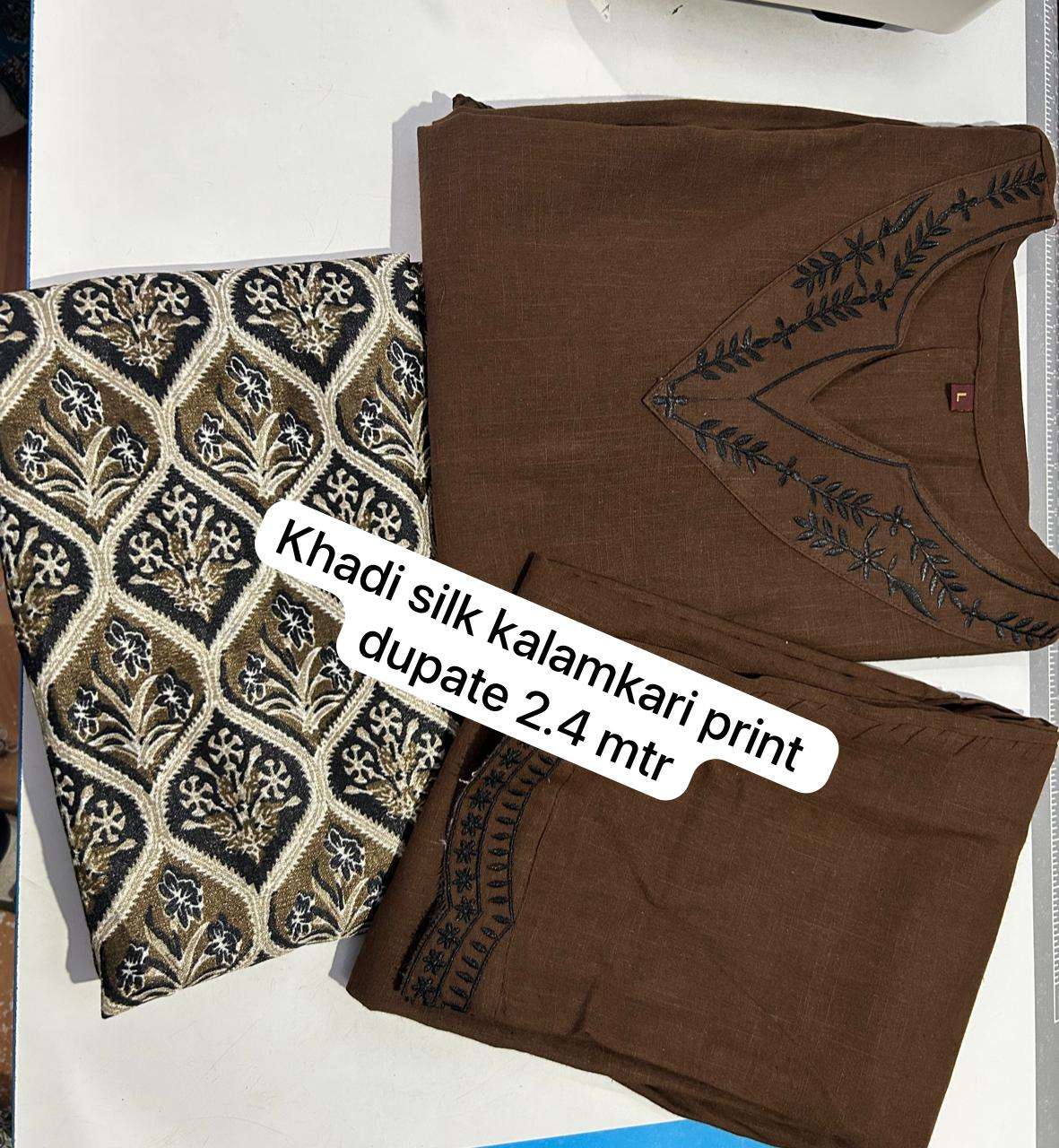 Brown cotton khadi suit set