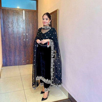 DESIGNER WEAR 9000 VELVET TOP WITH PLAZZO