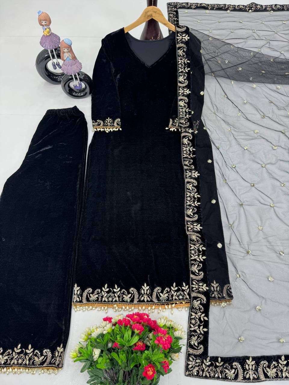 DESIGNER WEAR 9000 VELVET TOP WITH PLAZZO