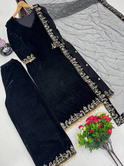 DESIGNER WEAR 9000 VELVET TOP WITH PLAZZO