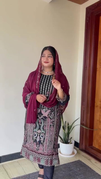 DESIGNER HEAVY EMBROIDERY WORK TOP PENT WITH DUPATTA SET