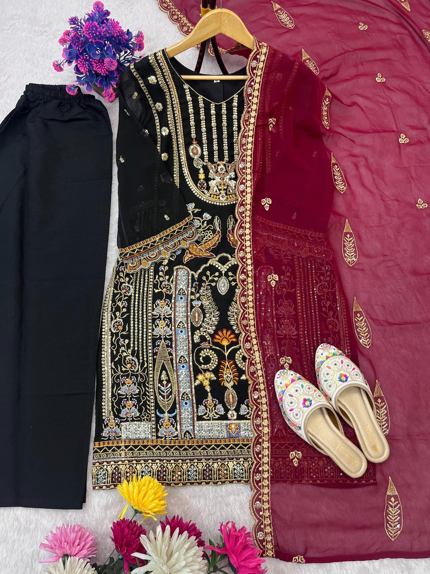 DESIGNER HEAVY EMBROIDERY WORK TOP PENT WITH DUPATTA SET