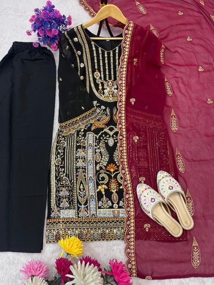DESIGNER HEAVY EMBROIDERY WORK TOP PENT WITH DUPATTA SET