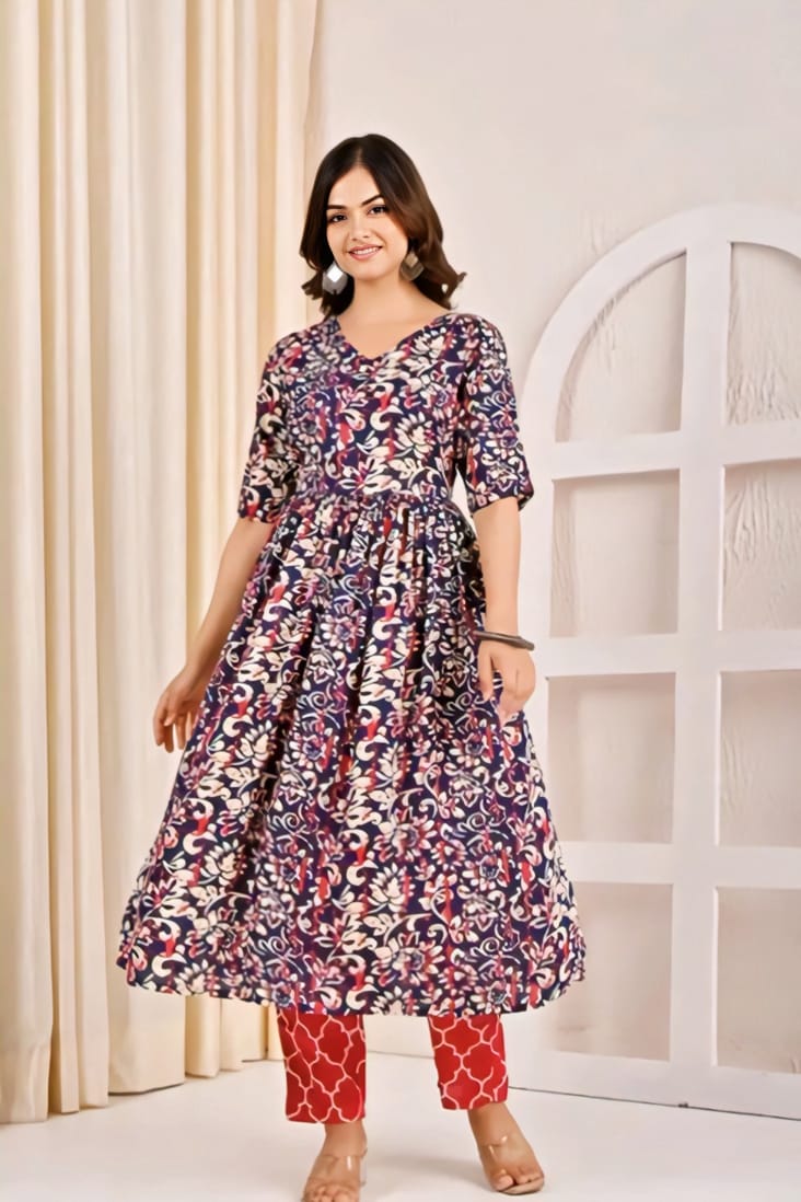 Royal Bloom 3-Piece Anarkali Kurti Set