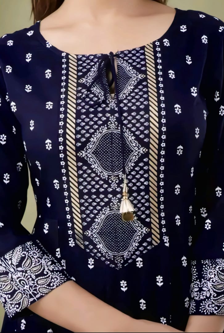 Elegant Navy blue Anarkali 3 piece