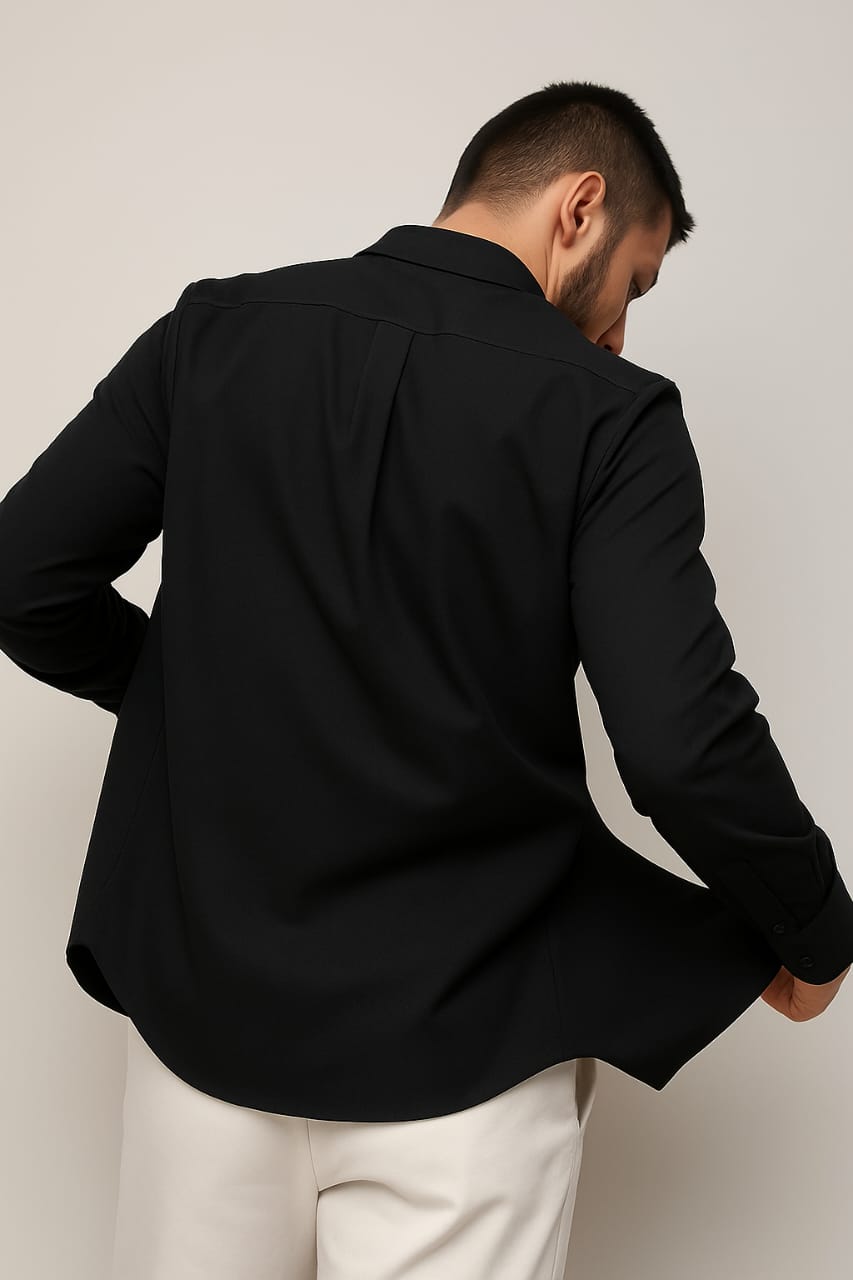 PUFF Solid Black Men's Formal Shirt
