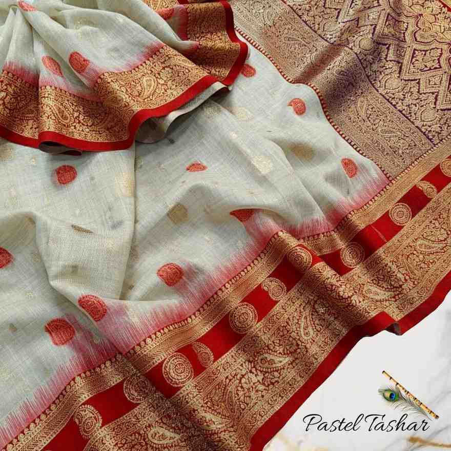 Tussar Mahabalipuram Saree with Pastel Colour & Contrast Ikkat Border Hiya’s Boutique
