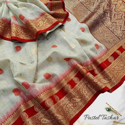 Tussar Mahabalipuram Saree with Pastel Colour & Contrast Ikkat Border Hiya’s Boutique