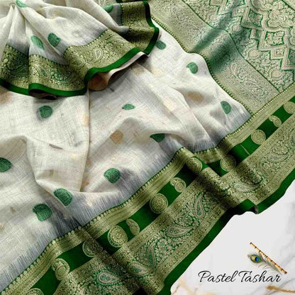Tussar Mahabalipuram Saree with Pastel Colour & Contrast Ikkat Border Hiya’s Boutique