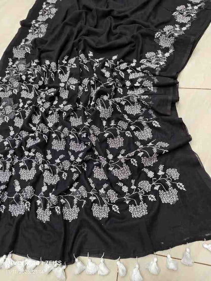 Exclusive Premium Hand Embroidery Mul Cotton Saree with Blouse Piece Hiya’s Boutique