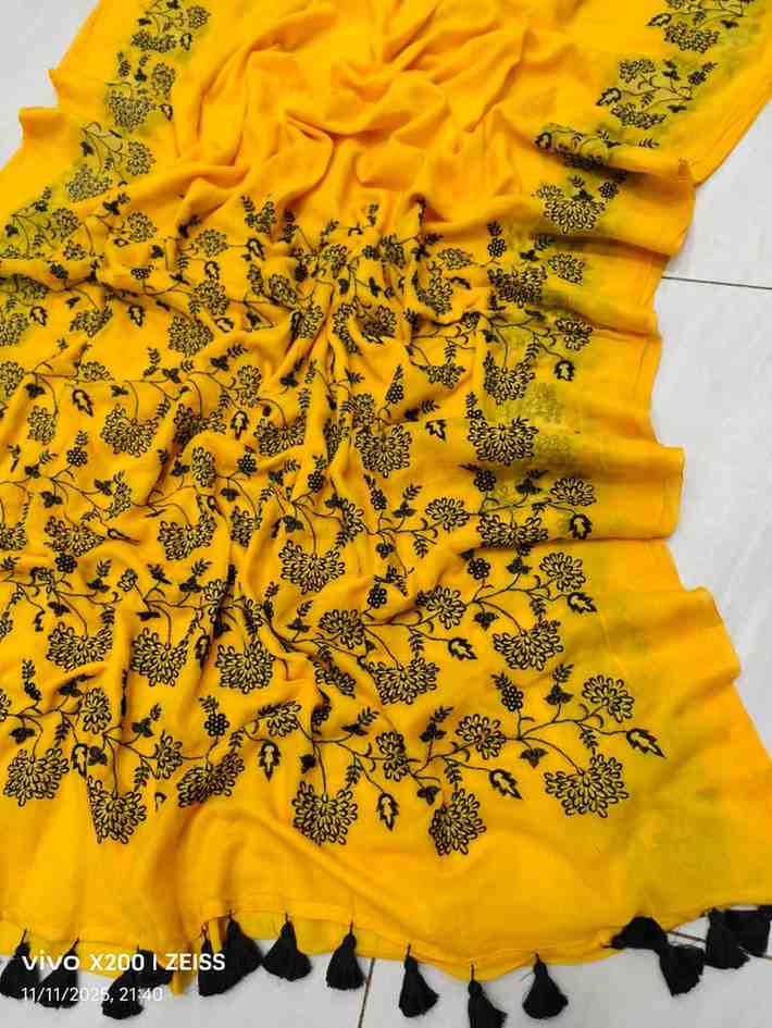 Exclusive Premium Hand Embroidery Mul Cotton Saree with Blouse Piece Hiya’s Boutique