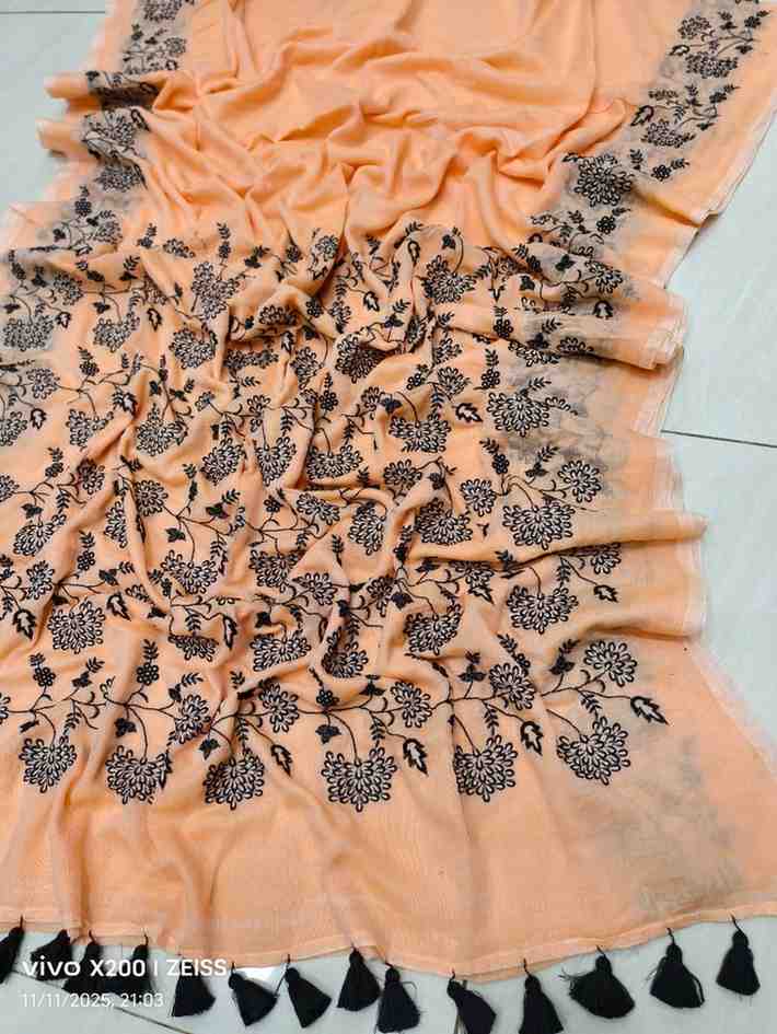 Exclusive Premium Hand Embroidery Mul Cotton Saree with Blouse Piece Hiya’s Boutique
