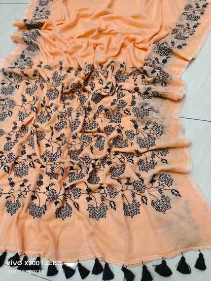 Exclusive Premium Hand Embroidery Mul Cotton Saree with Blouse Piece Hiya’s Boutique