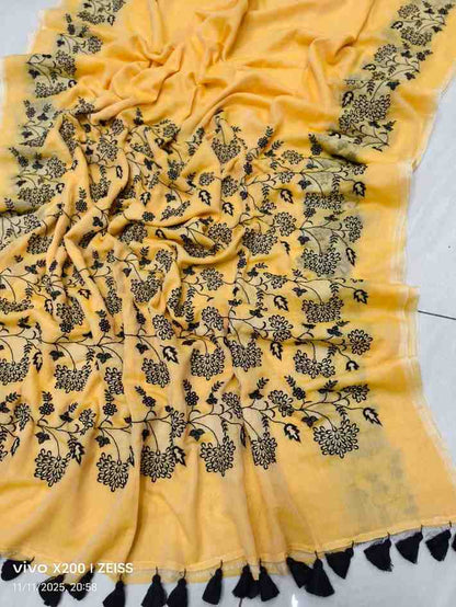 Exclusive Premium Hand Embroidery Mul Cotton Saree with Blouse Piece Hiya’s Boutique