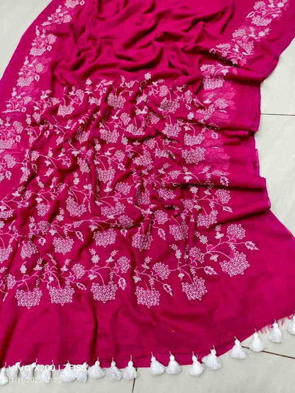 Exclusive Premium Hand Embroidery Mul Cotton Saree with Blouse Piece Hiya’s Boutique