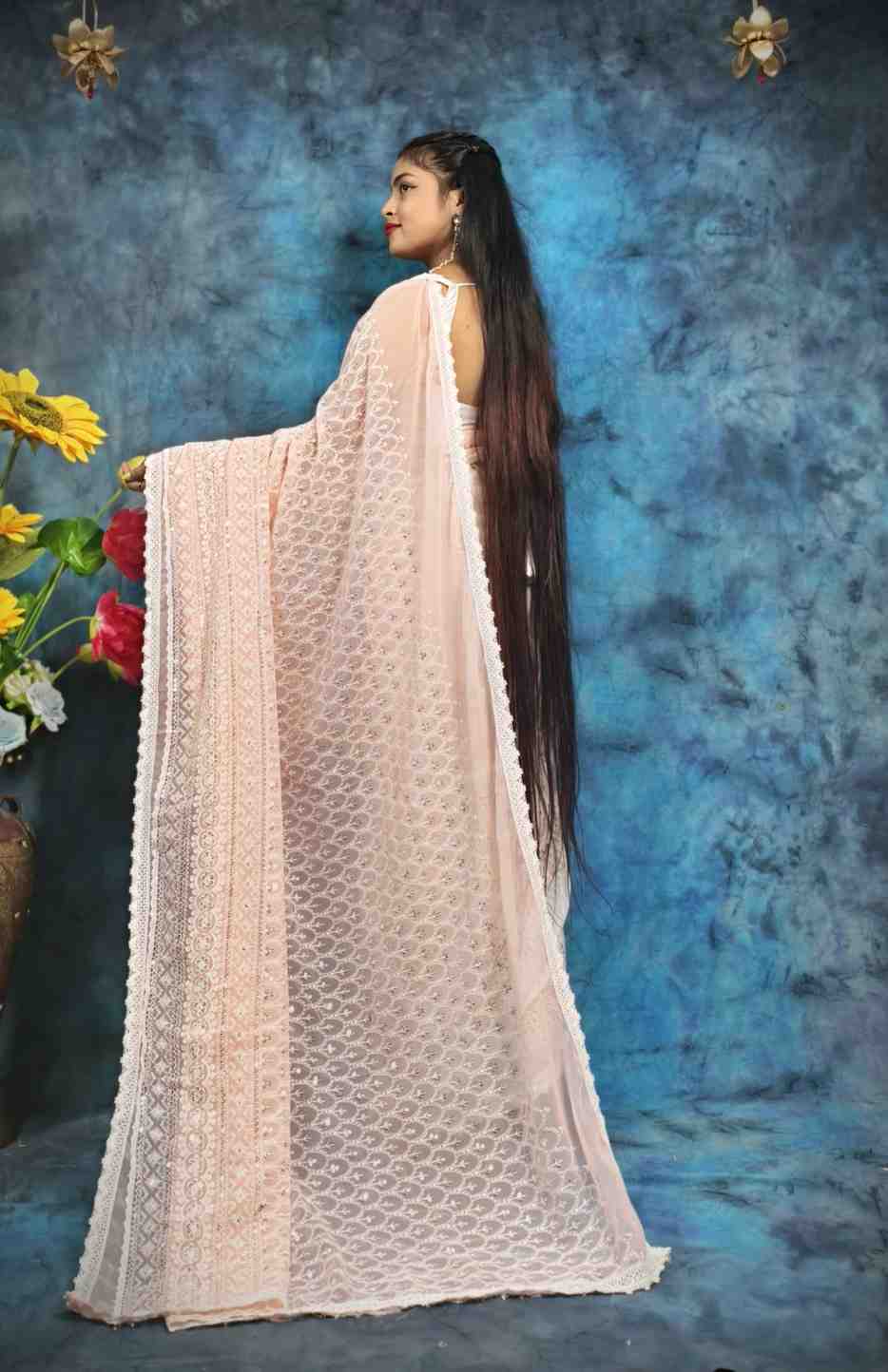 Hakoba embroidery cotton saree with lace border lightweight ethnic wear