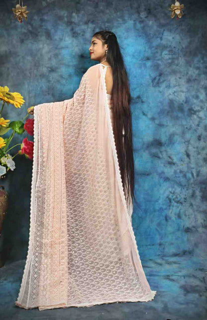 Hakoba embroidery cotton saree with lace border lightweight ethnic wear