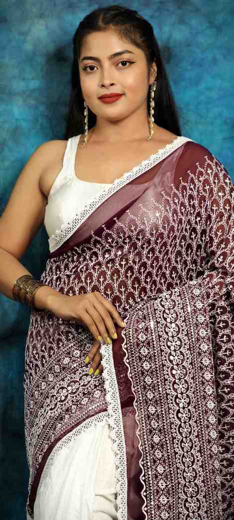 Hakoba embroidery cotton saree with lace border lightweight ethnic wear