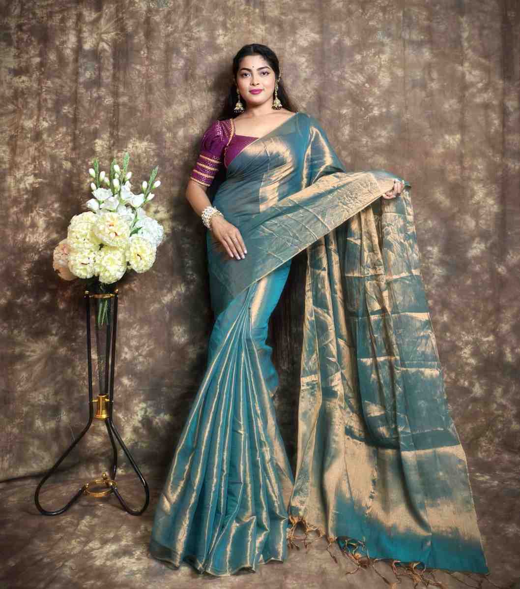 Exclusive Plain Tissue Saree – Winter Special Elegant Saree Hiya’s Boutique