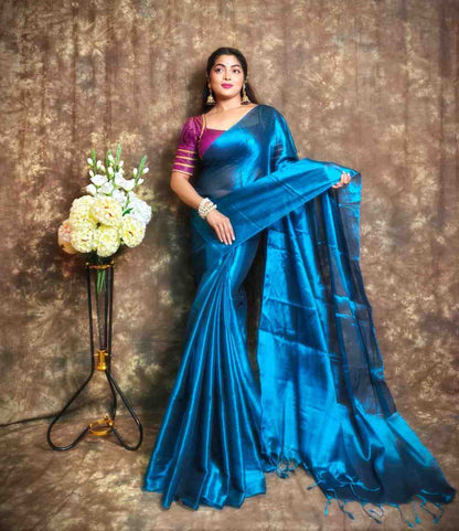 Exclusive Plain Tissue Saree – Winter Special Elegant Saree Hiya’s Boutique