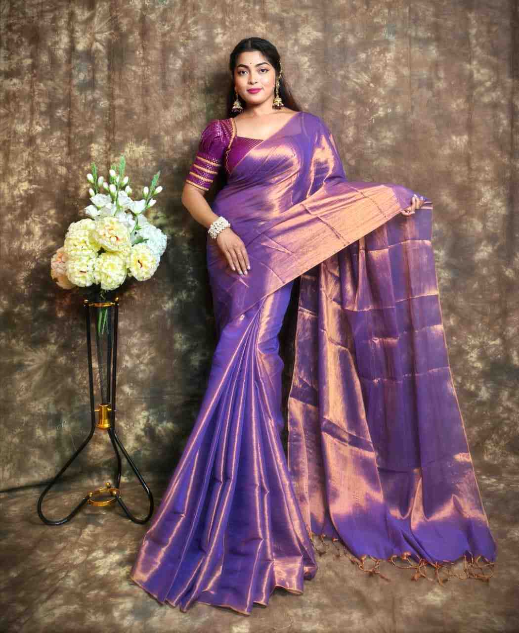 Exclusive Plain Tissue Saree – Winter Special Elegant Saree Hiya’s Boutique