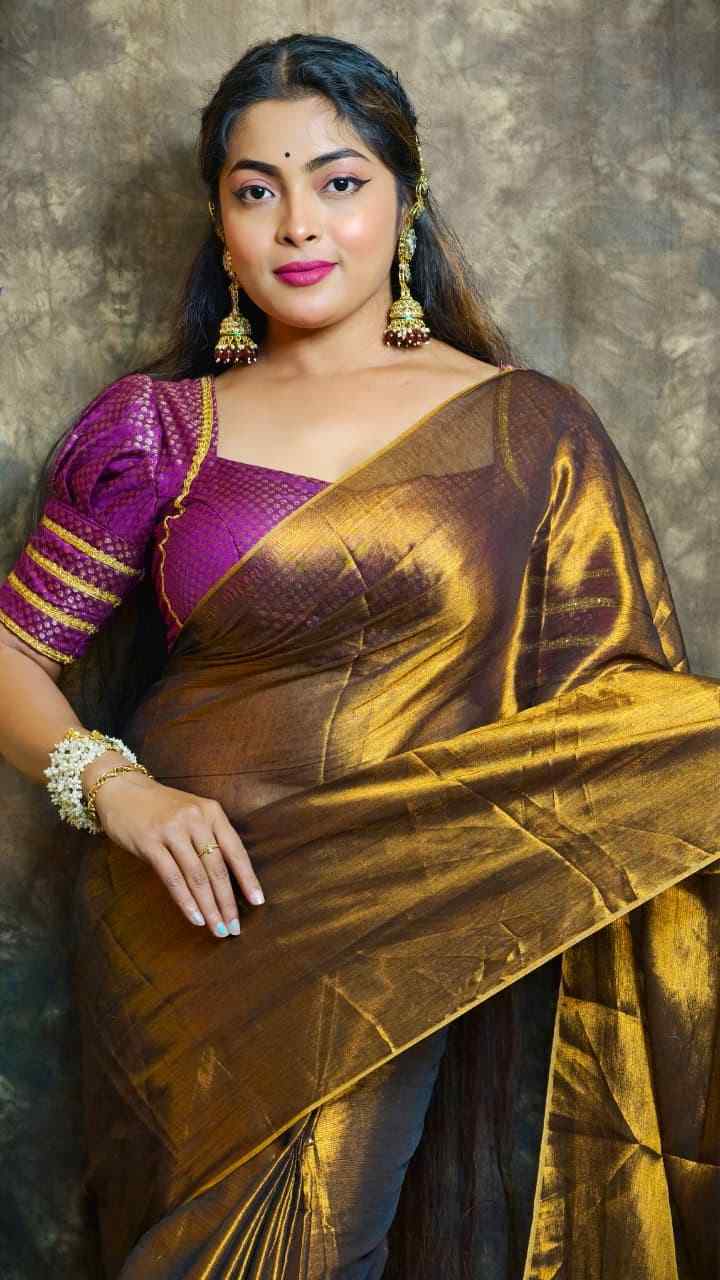 Exclusive Plain Tissue Saree – Winter Special Elegant Saree Hiya’s Boutique