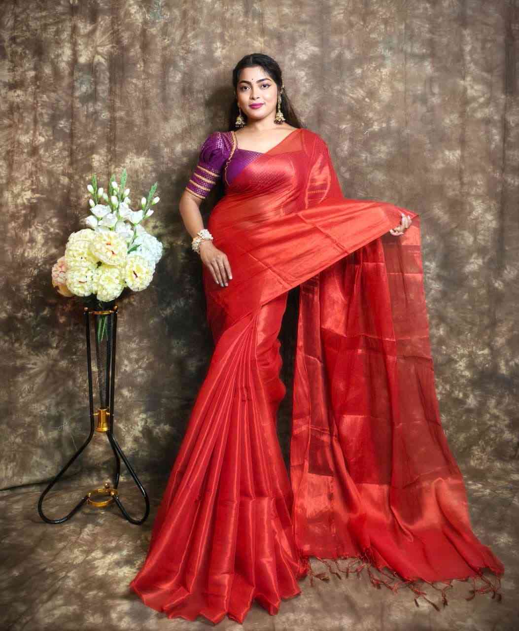 Exclusive Plain Tissue Saree – Winter Special Elegant Saree Hiya’s Boutique