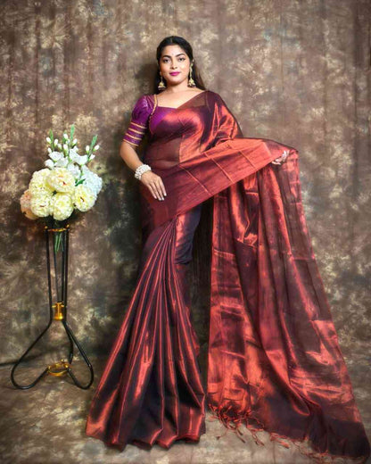 Exclusive Plain Tissue Saree – Winter Special Elegant Saree Hiya’s Boutique