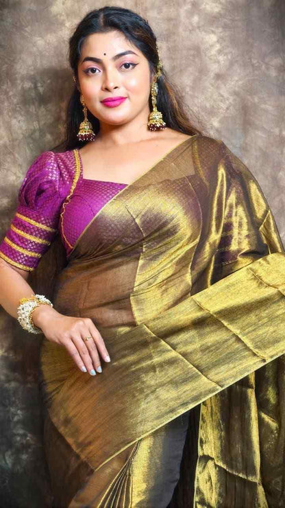 Exclusive Plain Tissue Saree – Winter Special Elegant Saree Hiya’s Boutique