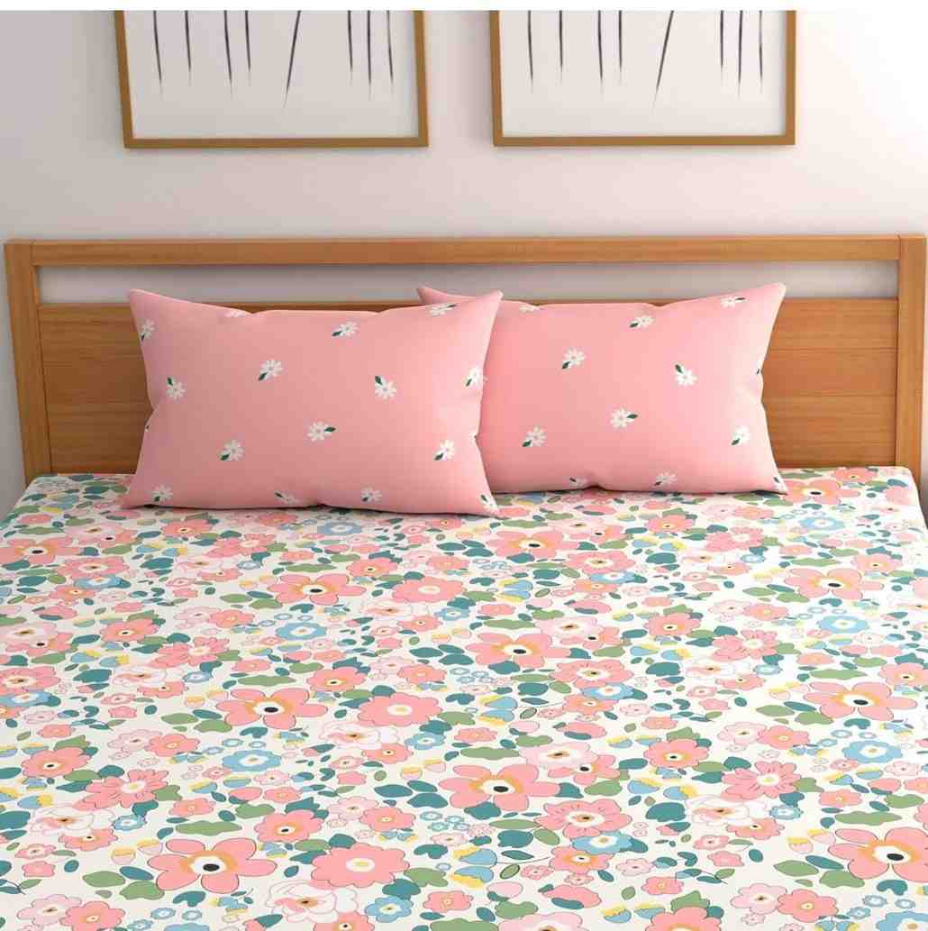 elastic fitted king size bedsheet glace cotton soft bedding with pillow covers